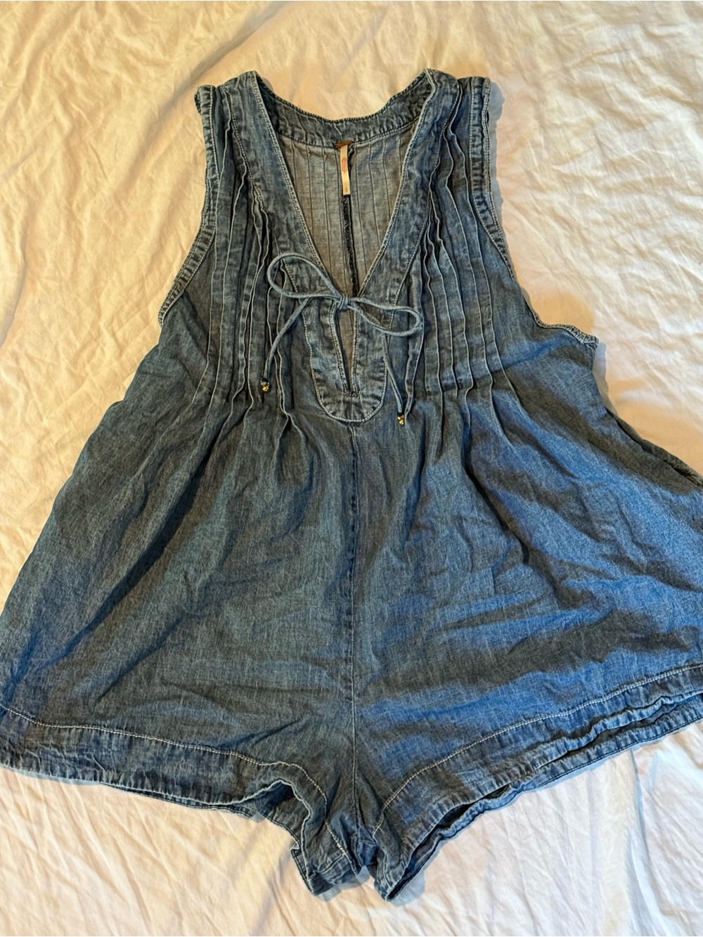 Free People Webster Denim Blue Romper